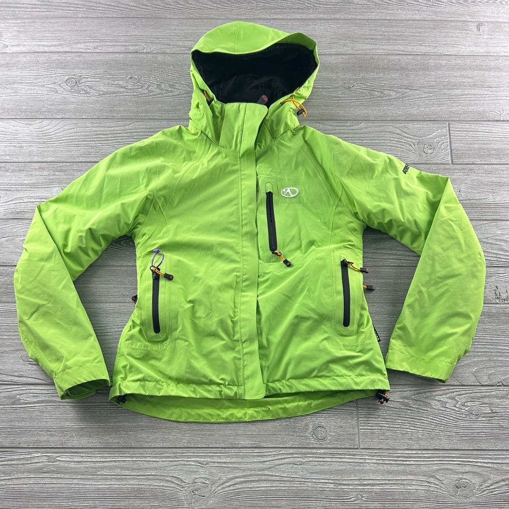 Marker Gore-Tex Ski Jacket Lime Green Waterproof Hooded Women Size 6